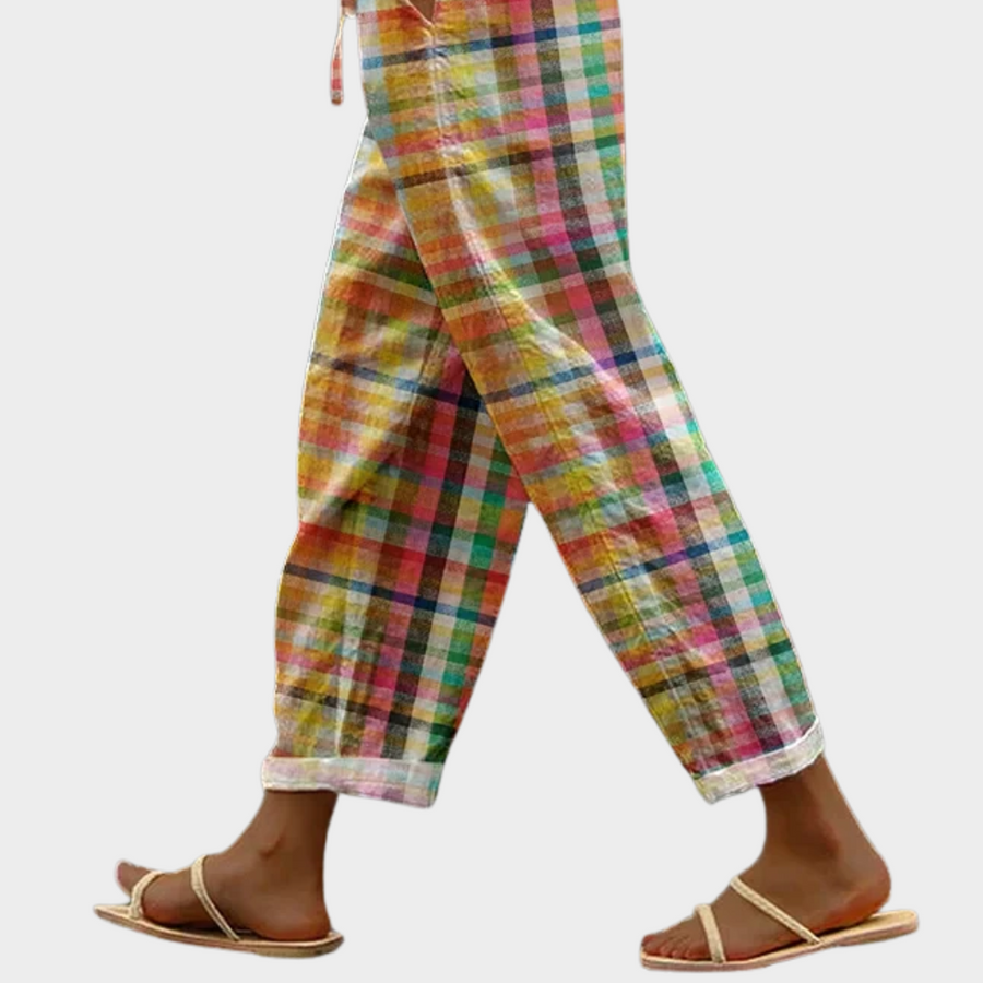Women's Casual Checkered Pants Relaxed Fit Everyday Stylish Comfort