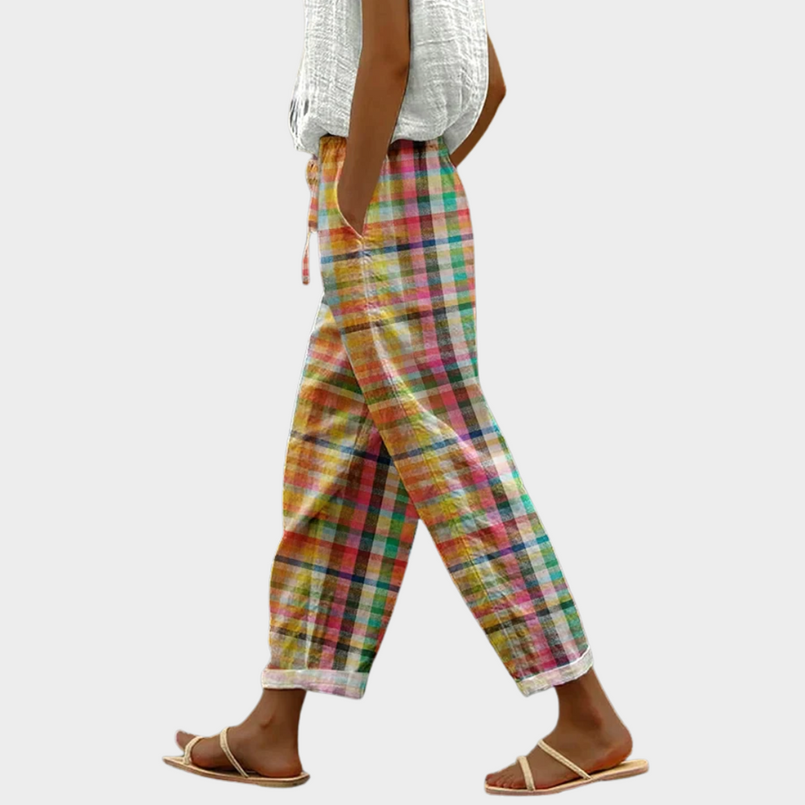 Women's Casual Checkered Pants Relaxed Fit Everyday Stylish Comfort