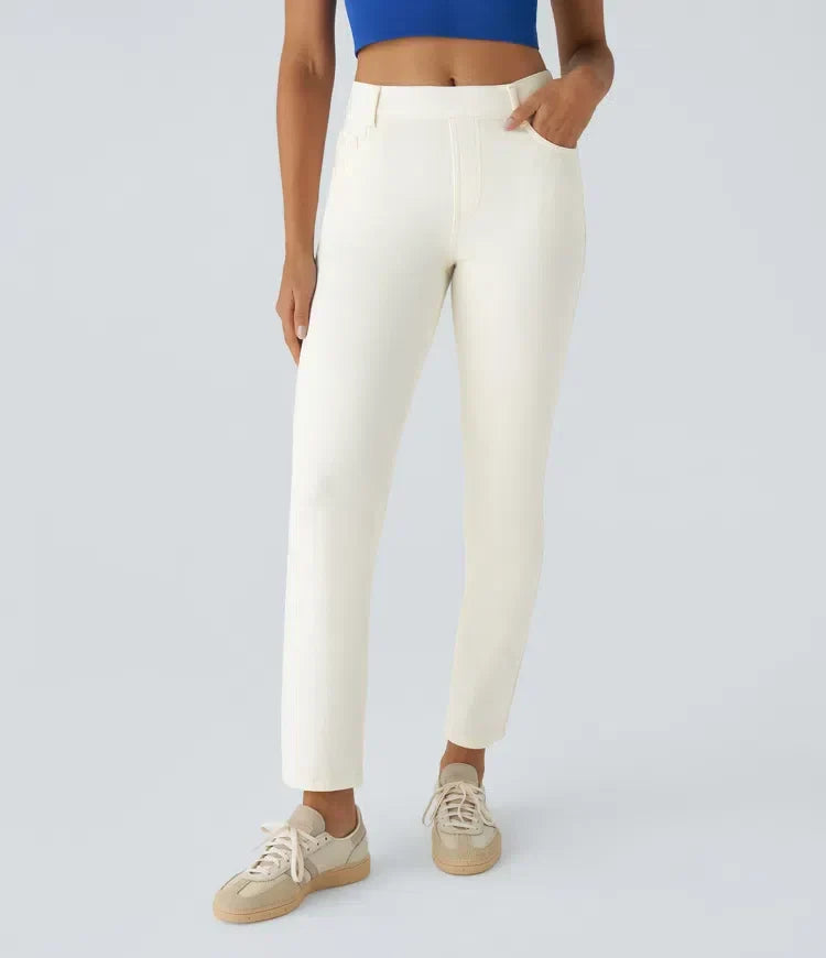 Women's High-Waisted Elastic Pants Stretchy Fit Everyday Casual Wear