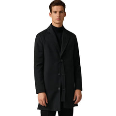 Men's Tailored Overcoat Classic Fit Notched Collar Button Closure Outerwear