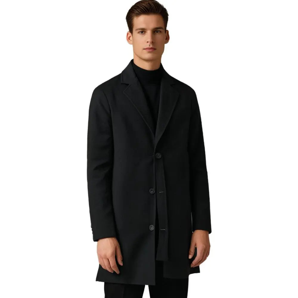 Men's Tailored Overcoat Classic Fit Notched Collar Button Closure Outerwear