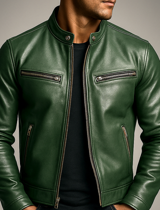 Men's Biker Jacket Fitted Design Asymmetrical Zip Long Sleeve Stylish Casual