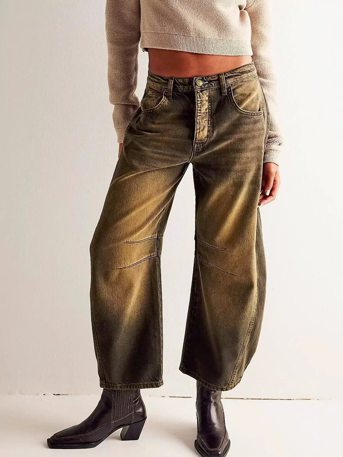 Women's Chic Barrel Jeans High-Waisted Relaxed Fit Casual Everyday Wear