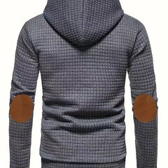 Men's Casual Waffle-Knit Hoodie Long Sleeve Relaxed Fit Everyday Wear