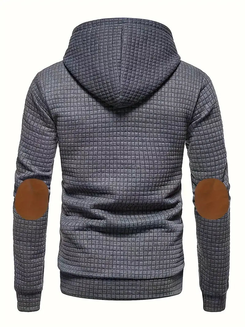 Men's Casual Waffle-Knit Hoodie Long Sleeve Relaxed Fit Everyday Wear