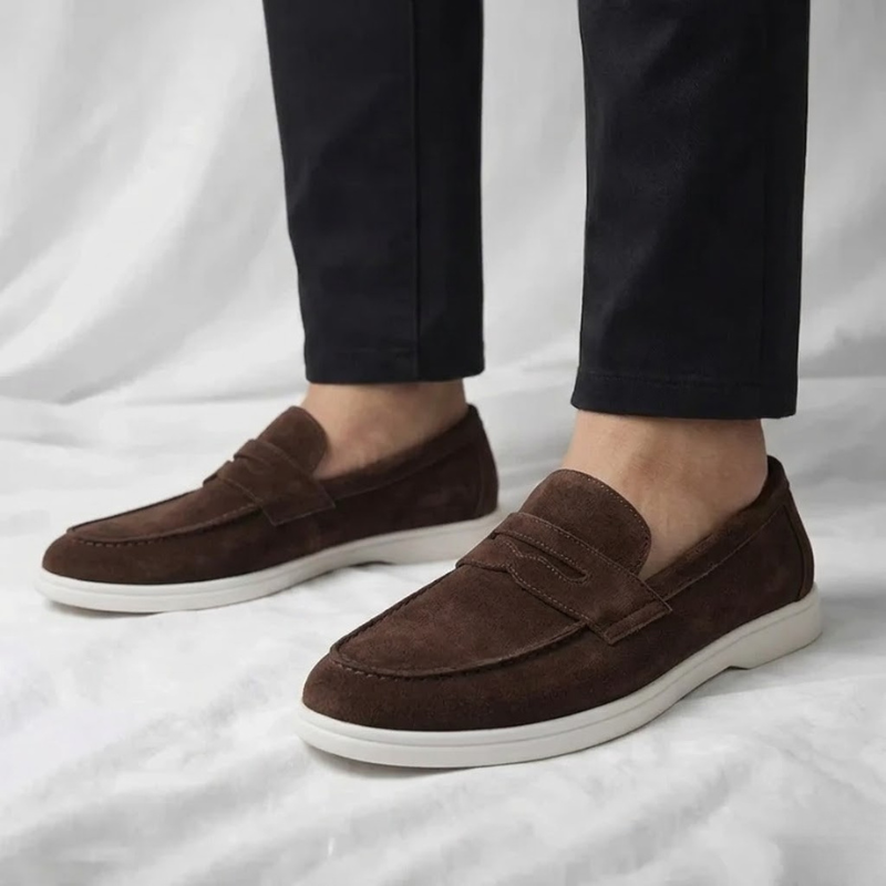 Men's Suede Penny Loafers Classic Slip-On Casual Stylish Everyday Footwear