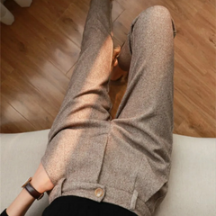 Men's Tailored Herringbone Pants Slim Fit Classic Style Formal Wear