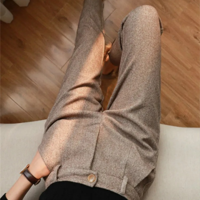 Men's Tailored Herringbone Pants Slim Fit Classic Style Formal Wear