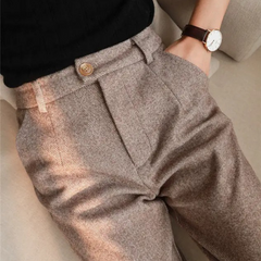 Men's Tailored Herringbone Pants Slim Fit Classic Style Formal Wear