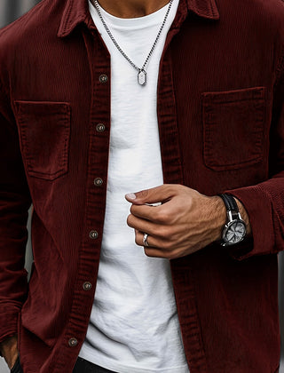 Men's Long-Sleeve Overshirt Button-Up Pocketed Casual Everyday Style