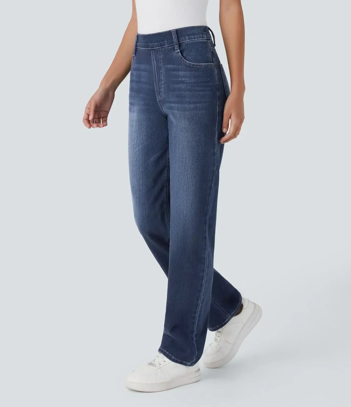Women's High-Waisted Elastic Pants Stretchy Fit Everyday Casual Wear