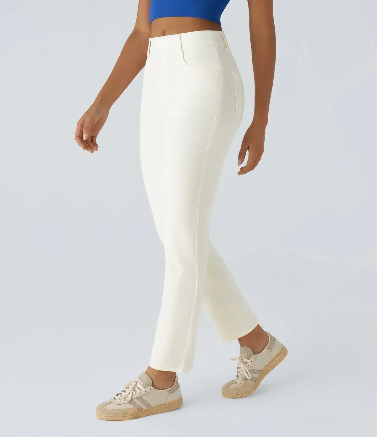 Women's High-Waisted Elastic Pants Stretchy Fit Everyday Casual Wear