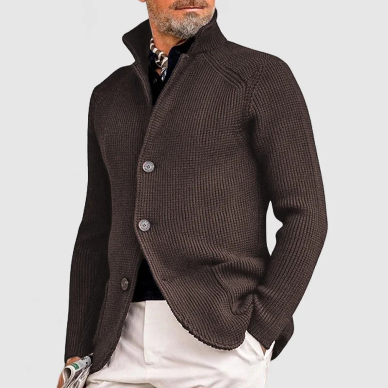 Men's Fine-Knit Cardigan Long Sleeve Button Closure Casual Layering