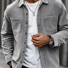 Men's Long-Sleeve Overshirt Button-Up Pocketed Casual Everyday Style