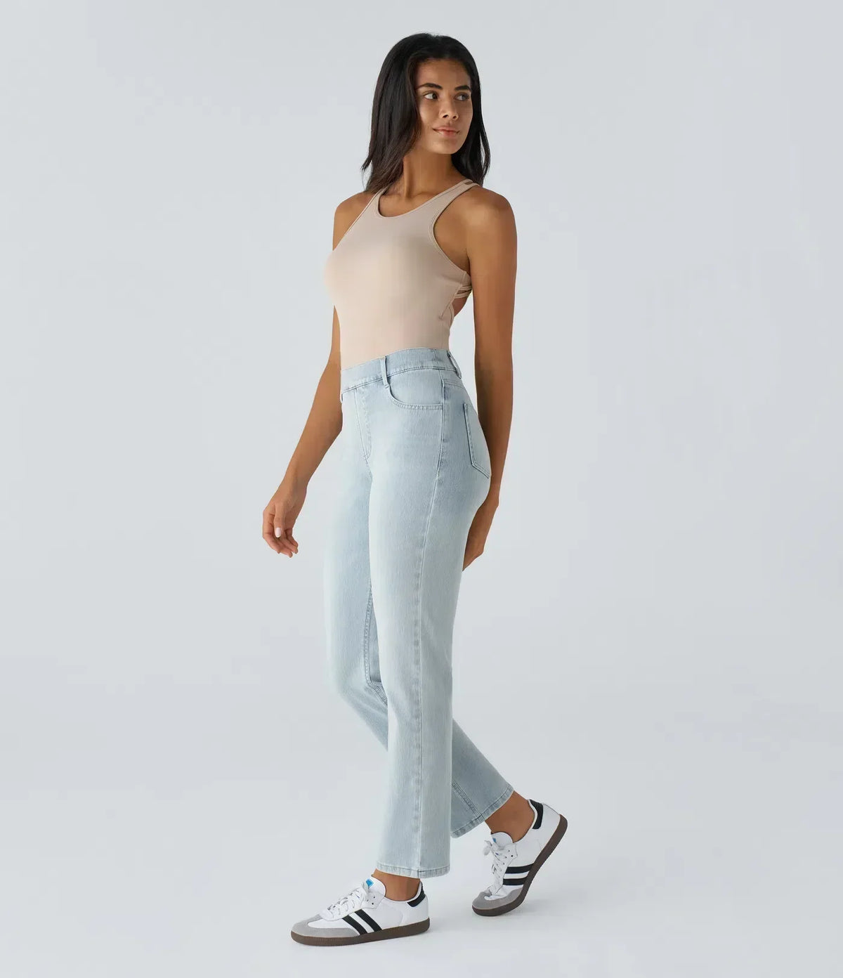 Women's High-Waisted Elastic Pants Stretchy Fit Everyday Casual Wear