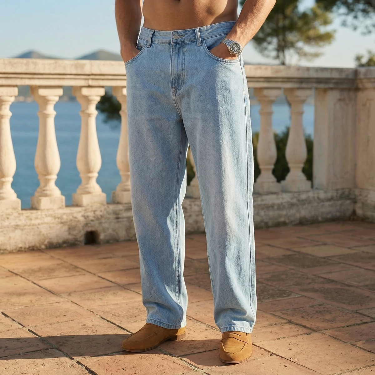 Men's Casual Straight Fit Jeans Classic Styling Versatile Everyday Wear