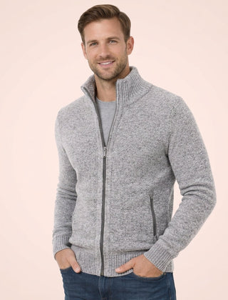 Men's Zip-Up Sweater Relaxed Fit Long Sleeve High Collar Casual Layering