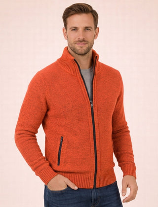 Men's Zip-Up Sweater Relaxed Fit Long Sleeve High Collar Casual Layering