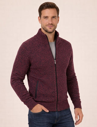 Men's Zip-Up Sweater Relaxed Fit Long Sleeve High Collar Casual Layering