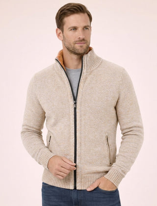 Men's Zip-Up Sweater Relaxed Fit Long Sleeve High Collar Casual Layering