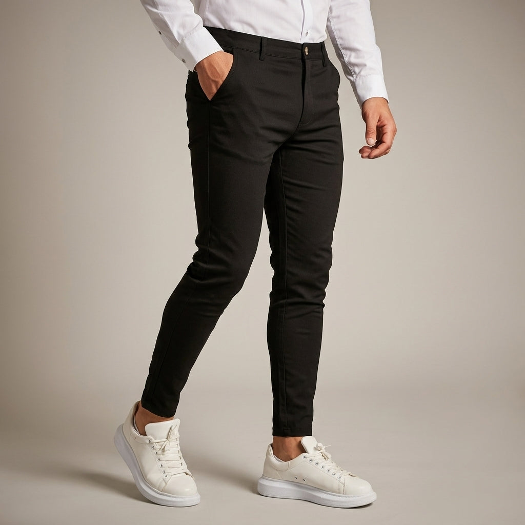 Men's Tailored Business Pants Slim Fit Classic Style Formal Office Wear