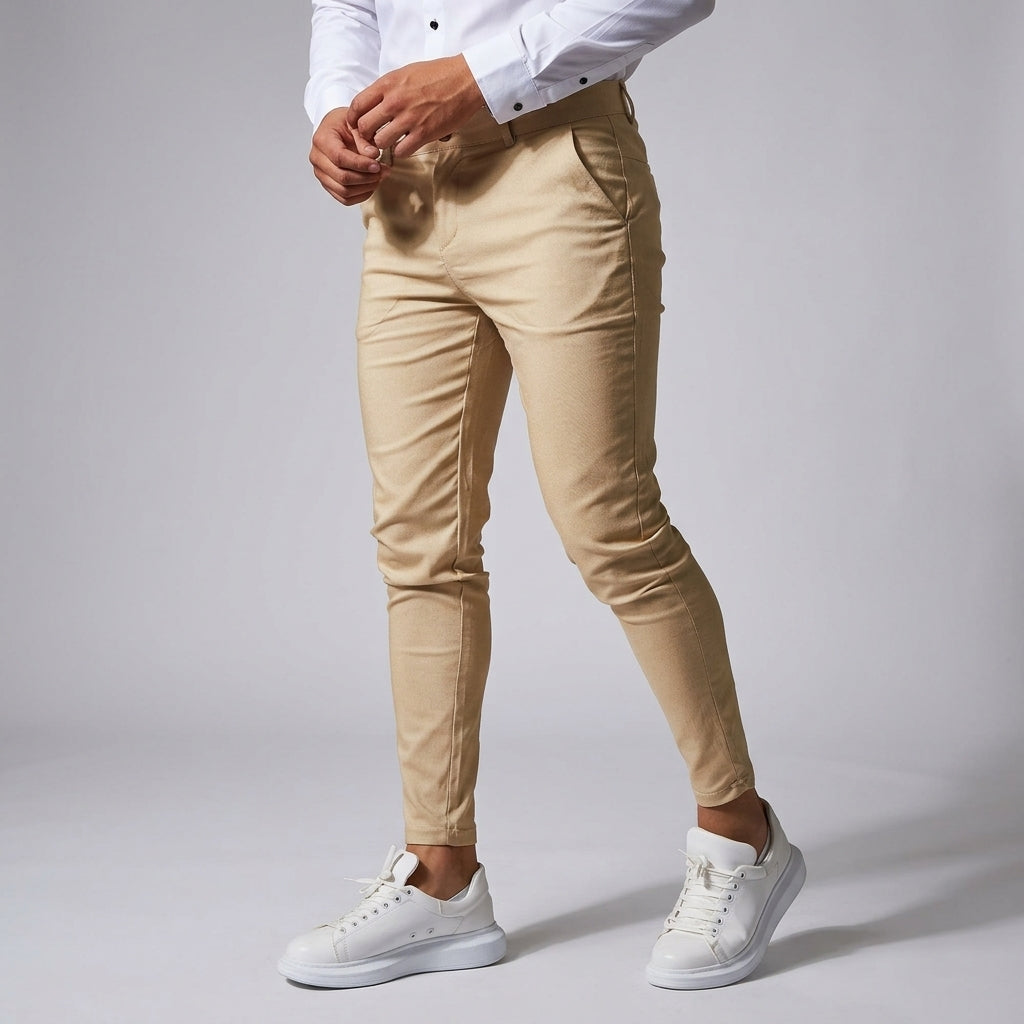 Men's Tailored Business Pants Slim Fit Classic Style Formal Office Wear