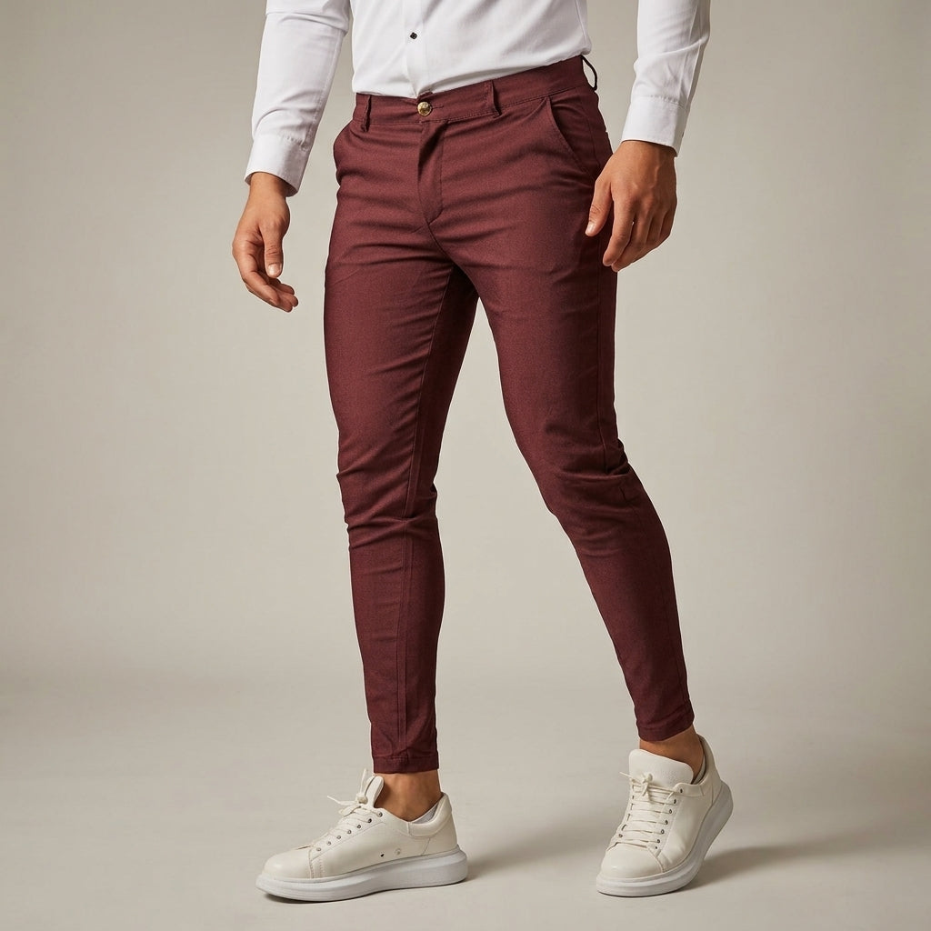 Men's Tailored Business Pants Slim Fit Classic Style Formal Office Wear