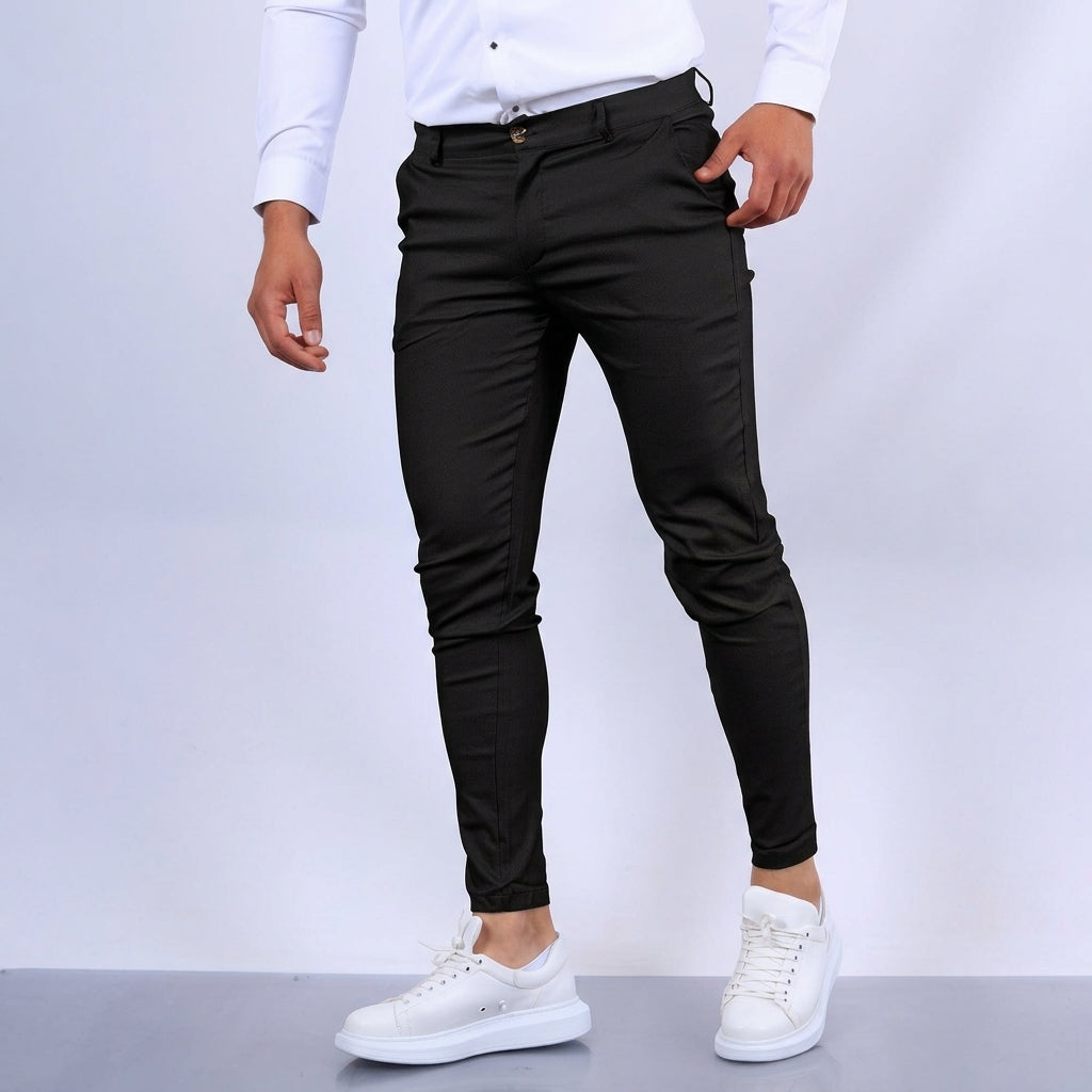 Men's Tailored Business Pants Slim Fit Classic Style Formal Office Wear