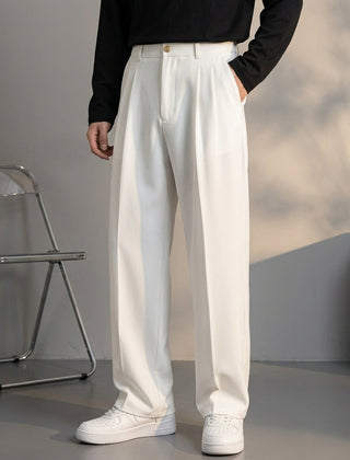 Men's Tailored Pleat Pants Classic Fit Smart-Casual Office