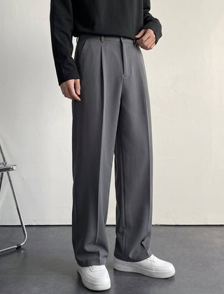 Men's Tailored Pleat Pants Classic Fit Smart-Casual Office