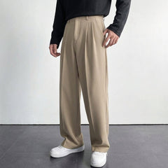 Men's Tailored Pleat Pants Classic Fit Smart-Casual Office