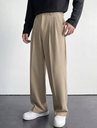Men's Tailored Pleat Pants Classic Fit Smart-Casual Office