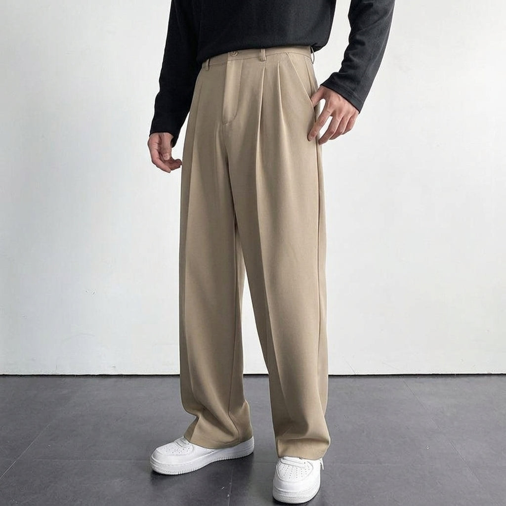 Men's Tailored Pleat Pants Classic Fit Smart-Casual Office