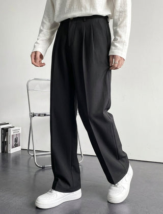 Men's Tailored Pleat Pants Classic Fit Smart-Casual Office