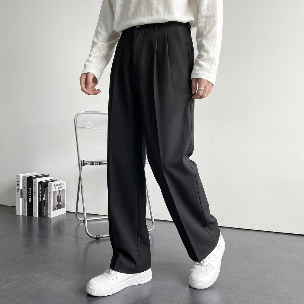 Men's Tailored Pleat Pants Classic Fit Smart-Casual Office