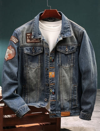 Men's Casual Denim Jacket Relaxed Fit Long Sleeve Button-Up Everyday Wear