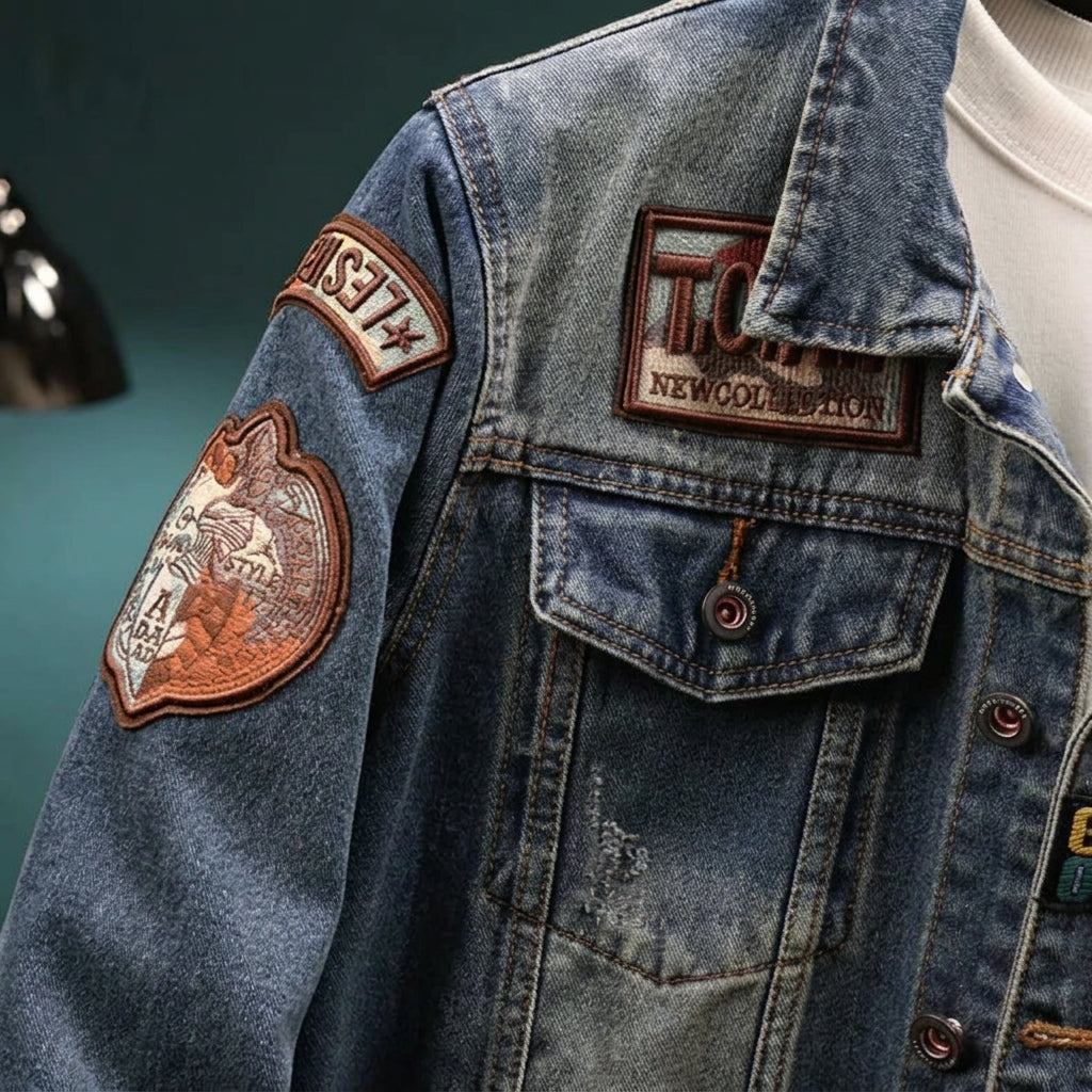 Men's Casual Denim Jacket Relaxed Fit Long Sleeve Button-Up Everyday Wear