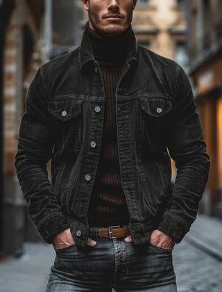 Men's Corduroy Jacket Button-Up Classic Fit Casual Layering Stylish