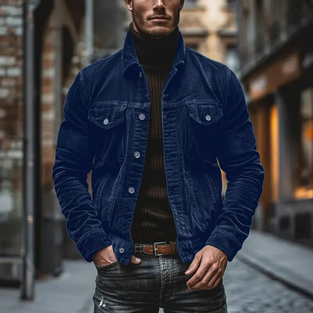 Men's Corduroy Jacket Button-Up Classic Fit Casual Layering Stylish