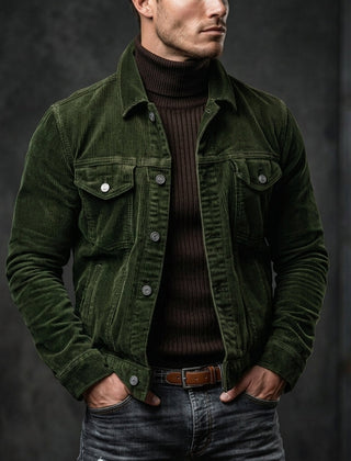 Men's Corduroy Jacket Button-Up Classic Fit Casual Layering Stylish