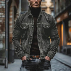 Men's Corduroy Jacket Button-Up Classic Fit Casual Layering Stylish