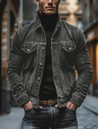 Men's Corduroy Jacket Button-Up Classic Fit Casual Layering Stylish