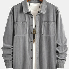 Men's Long-Sleeve Overshirt Button-Up Pocketed Casual Everyday Style