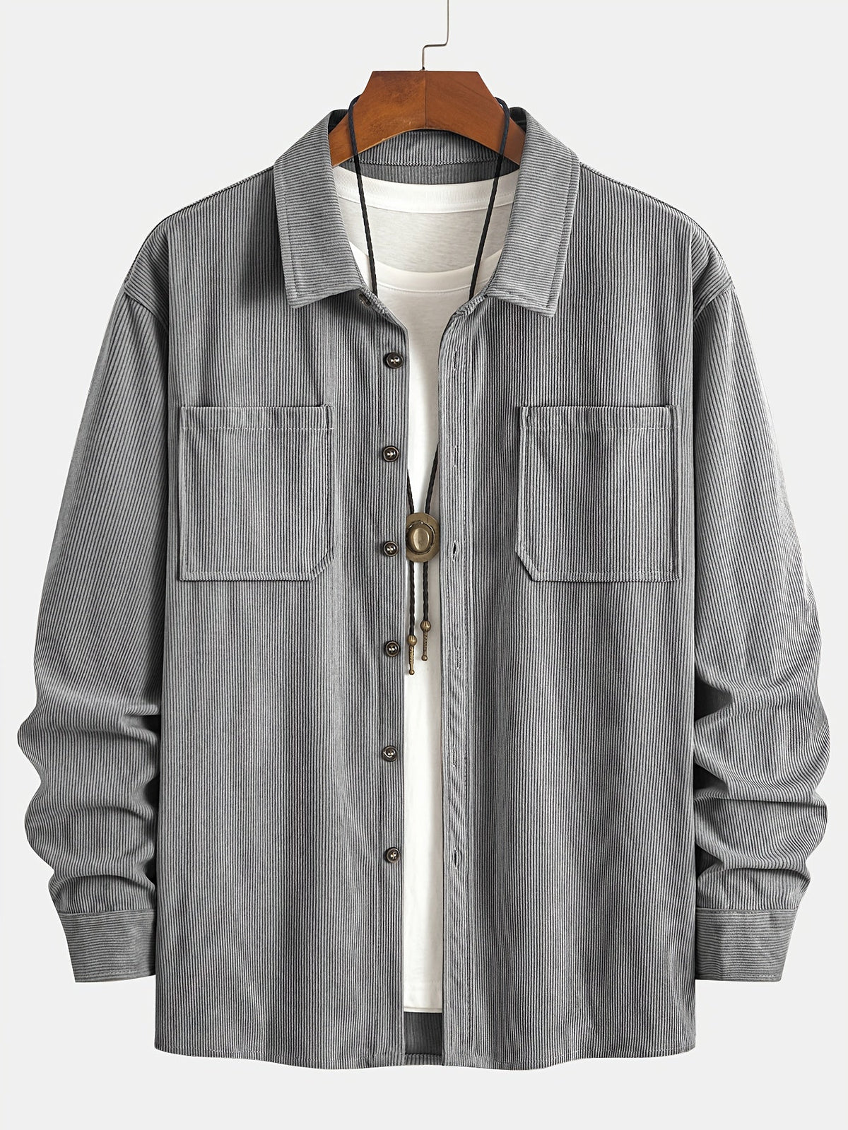 Men's Long-Sleeve Overshirt Button-Up Pocketed Casual Everyday Style