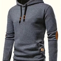 Men's Casual Waffle-Knit Hoodie Long Sleeve Relaxed Fit Everyday Wear