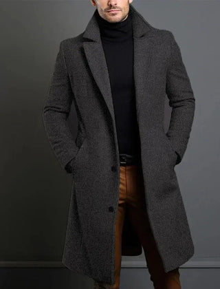 Men's Tailored Overcoat Classic Fit Notched Collar Button Closure Outerwear