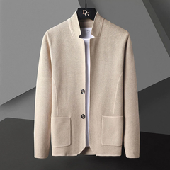 Men's Smart Wool Blend Jacket Tailored Fit Long Sleeve Button-Up Stylish Everyday