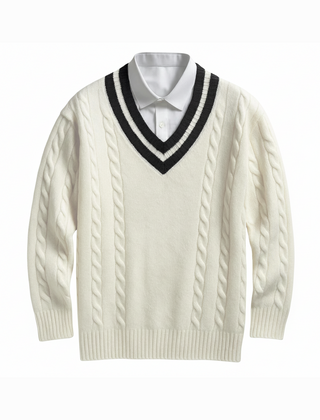 Men's V-Neck Sweater Relaxed Fit Long Sleeve Classic Casual Everyday