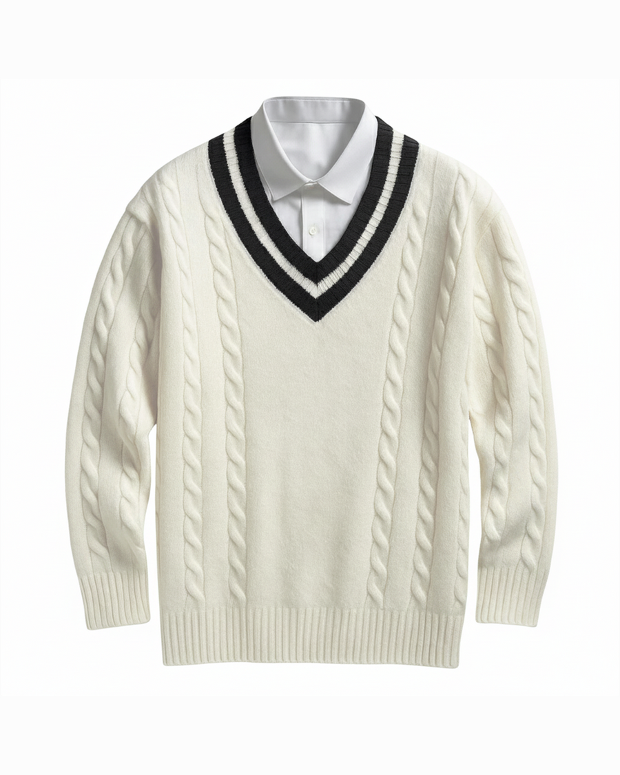 Men's V-Neck Sweater Relaxed Fit Long Sleeve Classic Casual Everyday