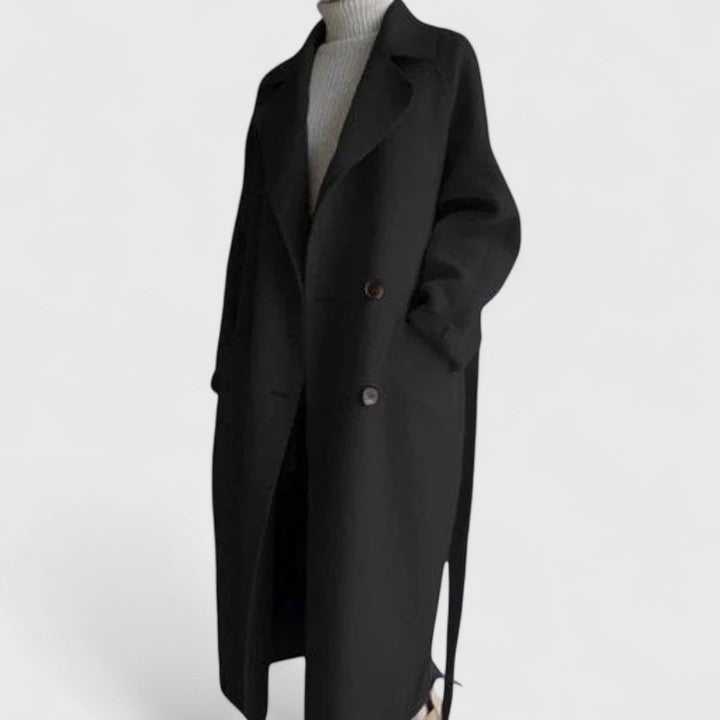 Women's Classic Elegant Coat Tailored Fit Long Sleeve Notched Collar Button-Up Outerwear